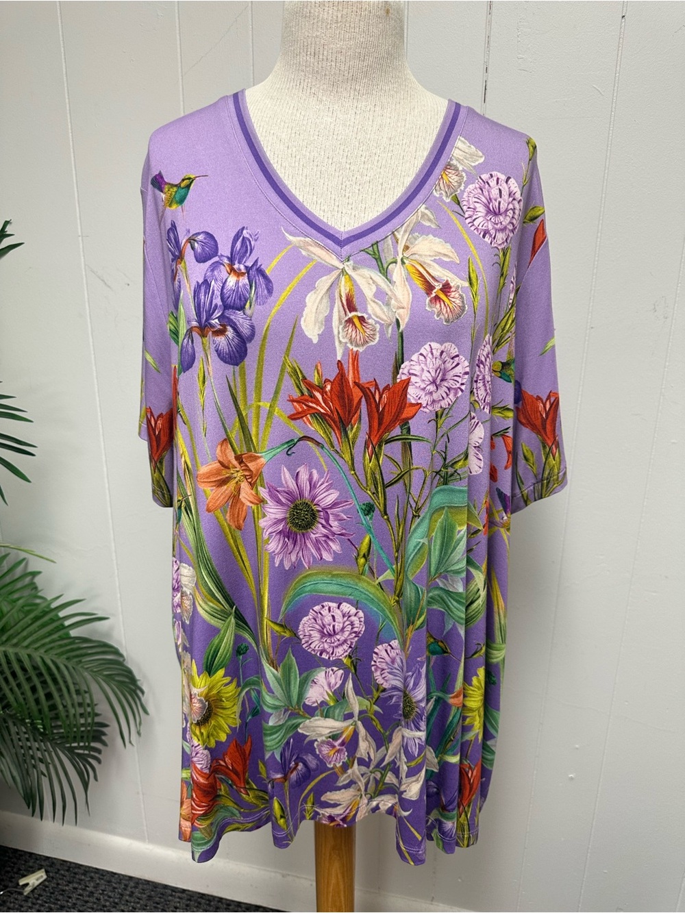 Johnny Was Lavender Floral V-Neck Women’s Top